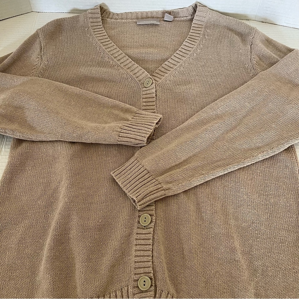Nordstrom Women’s Vintage Long Sleeve Linen Blend Button Up Cardigan Sweater L - Picture 9 of 11
